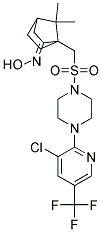 4-(3-Chloro-5-(trifluoromethyl)(2-pyridyl))-1-(((2-(hydroxyimino)-7,7-dimethylbicyclo[2.2.1]heptyl)methyl)sulfonyl)piperazine Struktur