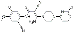 3-Amino-3-(4-(6-chloro-2-pyridinyl)piperazino)-2-cyano-N-(2-cyano-4,5-dimethoxyphenyl)-2-propenethioamide Struktur