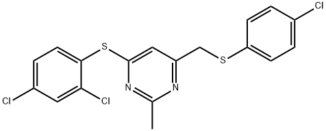 4-([(4-CHLOROPHENYL)SULFANYL]METHYL)-6-[(2,4-DICHLOROPHENYL)SULFANYL]-2-METHYLPYRIMIDINE Struktur