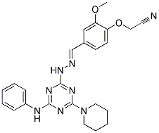 (E)-2-(2-METHOXY-4-((2-(4-(PHENYLAMINO)-6-(PIPERIDIN-1-YL)-1,3,5-TRIAZIN-2-YL)HYDRAZONO)METHYL)PHENOXY)ACETONITRILE Struktur