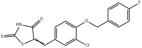 5-((3-CHLORO-4-[(4-FLUOROBENZYL)OXY]PHENYL)METHYLENE)-2-THIOXO-1,3-THIAZOLAN-4-ONE Struktur