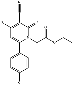 ETHYL 2-[6-(4-CHLOROPHENYL)-3-CYANO-4-(METHYLSULFANYL)-2-OXO-1(2H)-PYRIDINYL]ACETATE Struktur