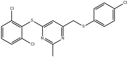 4-([(4-CHLOROPHENYL)SULFANYL]METHYL)-6-[(2,6-DICHLOROPHENYL)SULFANYL]-2-METHYLPYRIMIDINE Struktur