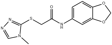 N-BENZO[3,4-D]1,3-DIOXOLAN-5-YL-2-(5-METHYL(2,3,5-TRIAZOLYLTHIO))ETHANAMIDE Struktur