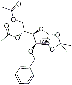 3-O-BENZYL-5,6-DI-O-ACETYL-1,2-O-ISOPROPYLIDENE-ALPHA-D-GLUCOFURANOSE Struktur