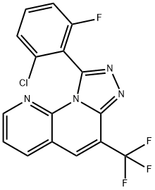 9-(2-CHLORO-6-FLUOROPHENYL)-6-(TRIFLUOROMETHYL)[1,2,4]TRIAZOLO[4,3-A][1,8]NAPHTHYRIDINE Struktur