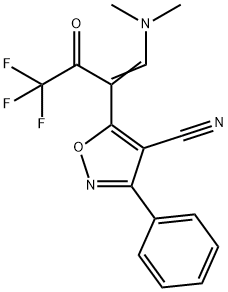 5-[2-(DIMETHYLAMINO)-1-(2,2,2-TRIFLUOROACETYL)VINYL]-3-PHENYL-4-ISOXAZOLECARBONITRILE Struktur