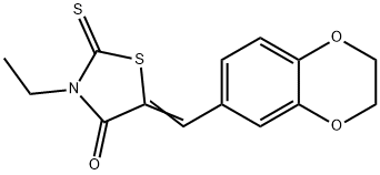 5-(2,3-DIHYDRO-1,4-BENZODIOXIN-6-YLMETHYLENE)-3-ETHYL-2-THIOXO-1,3-THIAZOLAN-4-ONE Struktur