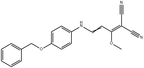 2-(3-[4-(BENZYLOXY)ANILINO]-1-METHOXY-2-PROPENYLIDENE)MALONONITRILE Struktur