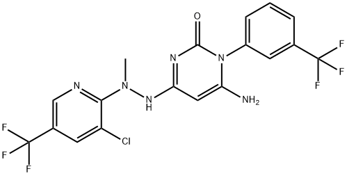 6-AMINO-4-(2-[3-CHLORO-5-(TRIFLUOROMETHYL)-2-PYRIDINYL]-2-METHYLHYDRAZINO)-1-[3-(TRIFLUOROMETHYL)PHENYL]-2(1H)-PYRIMIDINONE Struktur