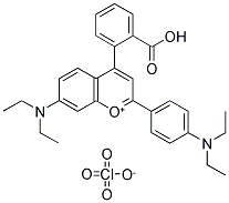 4-(2-CARBOXY-PHENYL)-7-DIETHYLAMINO-2-(7-DIETHYLAMINO-CHROMAN-2-ONE-3-YL)-CHROMYLIUM PERCHLORATE Struktur