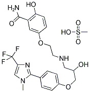 (+/-)-2-HYDROXY-5-[2-[[2-HYDROXY-3-[4-[1-METHYL-4-(TRIFLUOROMETHYL)-1H-IMIDAZOL-2-YL]PHENOXY]PROPYL] AMINO]ETHOXY]-BENZAMIDE METHANESULFONATE Struktur