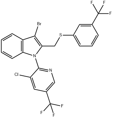 (3-BROMO-1-[3-CHLORO-5-(TRIFLUOROMETHYL)-2-PYRIDINYL]-1H-INDOL-2-YL)METHYL 3-(TRIFLUOROMETHYL)PHENYL SULFIDE Struktur