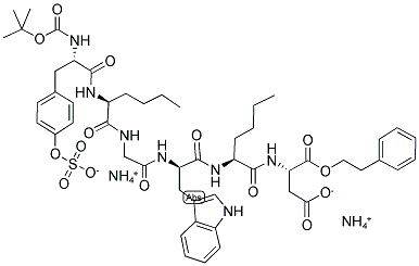 BOC-TYR(SO3H)-NLE-GLY-D-TRP-NLE-ASP-2-PHENYLETHYL ESTER NH3 Struktur