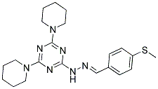 (E)-2-(2-(4-(METHYLTHIO)BENZYLIDENE)HYDRAZINYL)-4,6-DI(PIPERIDIN-1-YL)-1,3,5-TRIAZINE Struktur