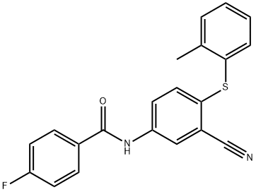 N-(3-CYANO-4-[(2-METHYLPHENYL)SULFANYL]PHENYL)-4-FLUOROBENZENECARBOXAMIDE Struktur