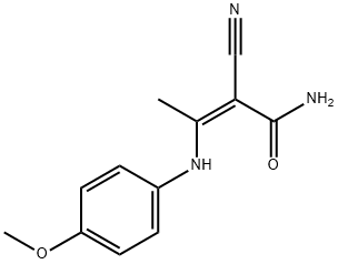 2-CYANO-3-(4-METHOXYANILINO)-2-BUTENAMIDE Struktur