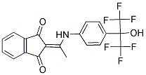 2-(((4-(2,2,2-TRIFLUORO-1-HYDROXY-1-(TRIFLUOROMETHYL)ETHYL)PHENYL)AMINO)ETHYLIDENE)INDANE-1,3-DIONE Struktur