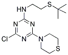 N2-[2-(TERT-BUTYLTHIO)ETHYL]-4-CHLORO-6-(1,4-THIAZINAN-4-YL)-1,3,5-TRIAZIN-2-AMINE Struktur