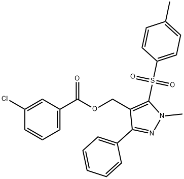 (1-METHYL-5-[(4-METHYLPHENYL)SULFONYL]-3-PHENYL-1H-PYRAZOL-4-YL)METHYL 3-CHLOROBENZENECARBOXYLATE Struktur