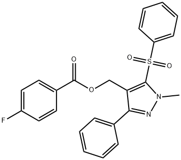 [1-METHYL-3-PHENYL-5-(PHENYLSULFONYL)-1H-PYRAZOL-4-YL]METHYL 4-FLUOROBENZENECARBOXYLATE Struktur