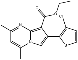 ETHYL 7-(3-CHLORO-2-THIENYL)-2,4-DIMETHYLPYRROLO[1,2-A]PYRIMIDINE-8-CARBOXYLATE Struktur