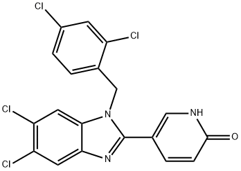 5-[5,6-DICHLORO-1-(2,4-DICHLOROBENZYL)-1H-1,3-BENZIMIDAZOL-2-YL]-2(1H)-PYRIDINONE Struktur