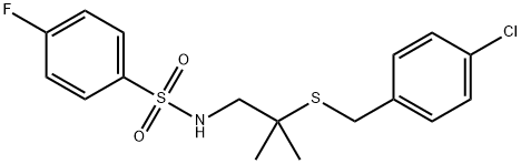 N-(2-[(4-CHLOROBENZYL)SULFANYL]-2-METHYLPROPYL)-4-FLUOROBENZENESULFONAMIDE Struktur