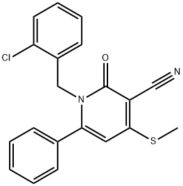 1-(2-CHLOROBENZYL)-4-(METHYLSULFANYL)-2-OXO-6-PHENYL-1,2-DIHYDRO-3-PYRIDINECARBONITRILE Struktur