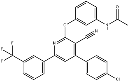 N-[3-((4-(4-CHLOROPHENYL)-3-CYANO-6-[3-(TRIFLUOROMETHYL)PHENYL]-2-PYRIDINYL)OXY)PHENYL]ACETAMIDE Struktur