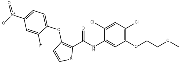 N-[2,4-DICHLORO-5-(2-METHOXYETHOXY)PHENYL]-3-(2-FLUORO-4-NITROPHENOXY)-2-THIOPHENECARBOXAMIDE Struktur