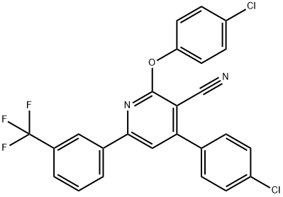 2-(4-CHLOROPHENOXY)-4-(4-CHLOROPHENYL)-6-[3-(TRIFLUOROMETHYL)PHENYL]NICOTINONITRILE Struktur