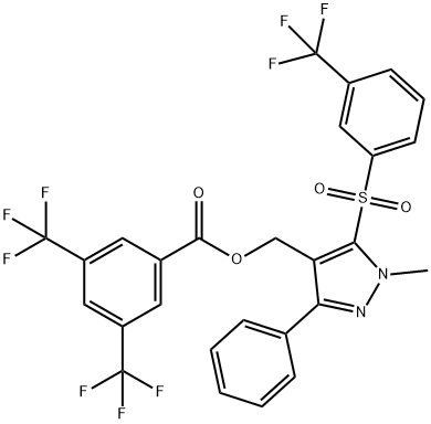 (1-METHYL-3-PHENYL-5-([3-(TRIFLUOROMETHYL)PHENYL]SULFONYL)-1H-PYRAZOL-4-YL)METHYL 3,5-BIS(TRIFLUOROMETHYL)BENZENECARBOXYLATE Struktur