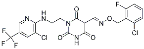 1-(2-([3-CHLORO-5-(TRIFLUOROMETHYL)-2-PYRIDINYL]AMINO)ETHYL)-2,4,6-TRIOXOHEXAHYDRO-5-PYRIMIDINECARBALDEHYDE O-(2-CHLORO-6-FLUOROBENZYL)OXIME Struktur