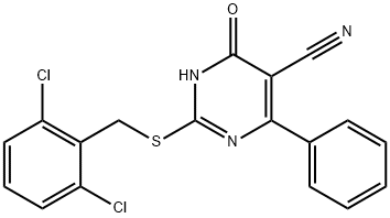 2-[(2,6-DICHLOROBENZYL)SULFANYL]-4-HYDROXY-6-PHENYL-5-PYRIMIDINECARBONITRILE Struktur