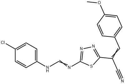 N-(4-CHLOROPHENYL)-N'-(5-[1-CYANO-2-(4-METHOXYPHENYL)VINYL]-1,3,4-THIADIAZOL-2-YL)IMINOFORMAMIDE Struktur