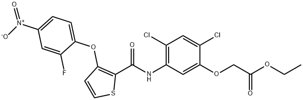 ETHYL 2-[2,4-DICHLORO-5-(([3-(2-FLUORO-4-NITROPHENOXY)-2-THIENYL]CARBONYL)AMINO)PHENOXY]ACETATE Struktur