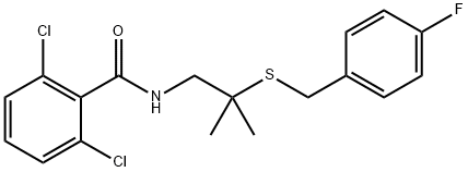 2,6-DICHLORO-N-(2-[(4-FLUOROBENZYL)SULFANYL]-2-METHYLPROPYL)BENZENECARBOXAMIDE Struktur