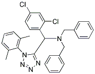 N,N-DIBENZYL(2,4-DICHLOROPHENYL)(1-(2,6-DIMETHYLPHENYL)-1H-TETRAZOL-5-YL)METHANAMINE Struktur