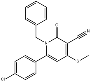 1-BENZYL-6-(4-CHLOROPHENYL)-4-(METHYLSULFANYL)-2-OXO-1,2-DIHYDRO-3-PYRIDINECARBONITRILE Struktur