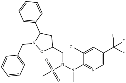 N-[(2-BENZYL-3-PHENYLTETRAHYDRO-5-ISOXAZOLYL)METHYL]-N'-[3-CHLORO-5-(TRIFLUOROMETHYL)-2-PYRIDINYL]-N'-METHYLMETHANESULFONOHYDRAZIDE Struktur