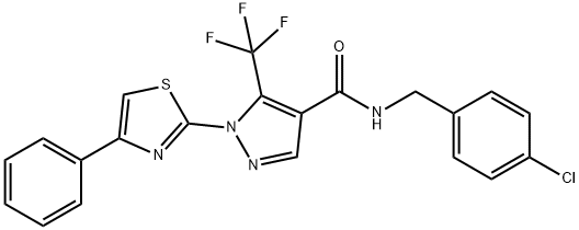 N-(4-CHLOROBENZYL)-1-(4-PHENYL-1,3-THIAZOL-2-YL)-5-(TRIFLUOROMETHYL)-1H-PYRAZOLE-4-CARBOXAMIDE Struktur