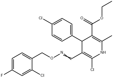 ETHYL 6-CHLORO-5-(([(2-CHLORO-4-FLUOROBENZYL)OXY]IMINO)METHYL)-4-(4-CHLOROPHENYL)-2-METHYL-1,4-DIHYDRO-3-PYRIDINECARBOXYLATE Struktur