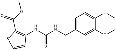 METHYL 3-(((((3,4-DIMETHOXYPHENYL)METHYL)AMINO)THIOXOMETHYL)AMINO)THIOPHENE-2-CARBOXYLATE Struktur