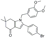 1-((3,4-DIMETHOXYPHENYL)METHYL)-2-(4-BROMOPHENYL)-6,6-DIMETHYL-5,6,7-TRIHYDROINDOL-4-ONE Struktur