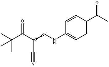 3-((4-ACETYLPHENYL)AMINO)-2-(2,2-DIMETHYLPROPANOYL)PROP-2-ENENITRILE Struktur