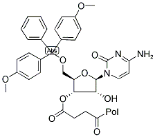 DIMETHOXYTRITYL RIBO CYTIDINE-SUCCINYL-LONG CHAIN ALKYL AMINE-CONTROLLED PORE GLASS Struktur