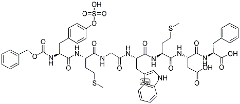 CBZ-TYR(SO3H)-MET-GLY-TRP-MET-ASP-PHE OH Struktur