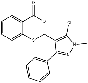 2-([(5-CHLORO-1-METHYL-3-PHENYL-1H-PYRAZOL-4-YL)METHYL]SULFANYL)BENZENECARBOXYLIC ACID Struktur