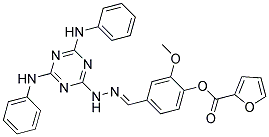 (E)-4-((2-(4,6-BIS(PHENYLAMINO)-1,3,5-TRIAZIN-2-YL)HYDRAZONO)METHYL)-2-METHOXYPHENYL FURAN-2-CARBOXYLATE Struktur